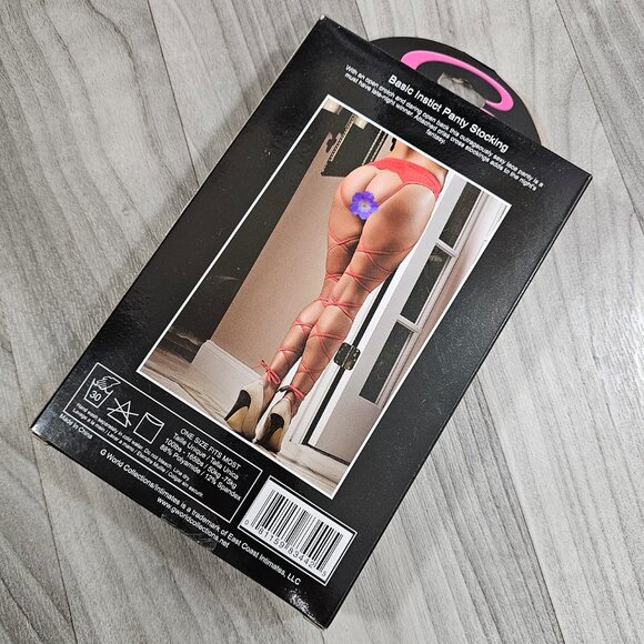 G World Intimates Basic Instinct Crotchless Panties with Leg Garters, Red, OS - Picture 2 of 5